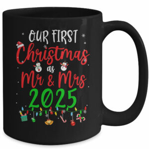 Our First Christmas As Mr Mrs 2025 Funny Christmas Couples Mug