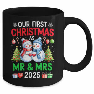 Our First Christmas As Mr & Mrs 2025 Snowman Couple Matching Mug