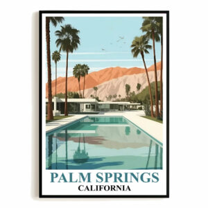 Palm Springs California Wall Art Poster Vintage Travel Retro Design Summer Theme Landscape Print Ideal For Home Decoration Gifts Living Room Office Decor Unframed