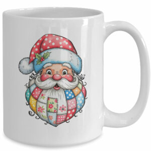 Patchwork Santa Claus Merry Christmas Retro Santa Preppy Mug