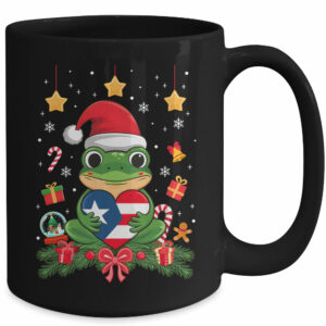 Patriotic Puerto Rico Flag Frog Tree Christmas Puero Rican Mug