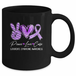 Peace Love Cure Purple Ribbon Sjogren’s Syndrome Awareness Mug