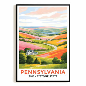 Pennsylvania Print Travel Poster Vintage Scenic Farm Keystone State Souvenir Wall Art Landscape Painting Picture Gift For Home Living Room Office Bedroom Decor Unframed