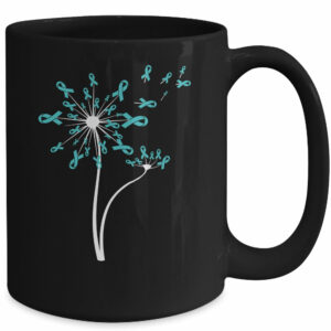 Peritoneal Ovarian Cancer Awareness Dandelion Teal Ribbon Mug