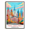 Philadelphia Travel Print Poster Retro Pennsylvania Souvenir Wall Art Landscape Painting Picture Suitable For Home Room Living Room Bedroom Aesthetic Decor Unframed