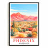 Phoenix Print Travel Poster Nature Arizona Cactus Mountain Scenery Souvenir Wall Art Landscape Picture For Home Room Living Room Bedroom Aesthetic Decor Unframed