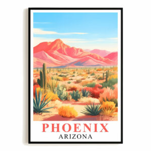 Phoenix Print Travel Poster Nature Arizona Cactus Mountain Scenery Souvenir Wall Art Landscape Picture For Home Room Living Room Bedroom Aesthetic Decor Unframed