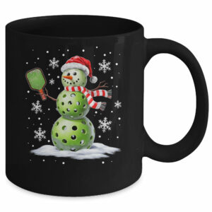Pickleball Snowman Player Santa Hat Christmas Funny Xmas Mug