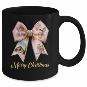 Pink Jesus Merry Christmas Coquette Bow Christmas Nativity Mug