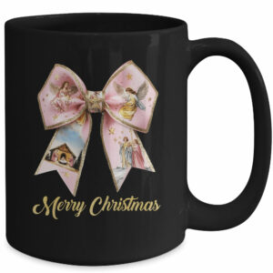 Pink Jesus Merry Christmas Coquette Bow Christmas Nativity Mug