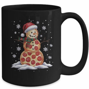 Pizza Snowman Santa Hat Christmas Pizza Party Funny Xmas Mug