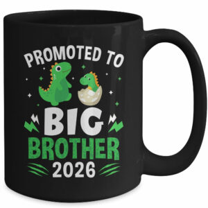 Promoted To Big Brother 2026 Dinosaur T-Rex Boys Kids Mug