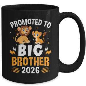Promoted To Big Brother 2026 Lion Animals Boys Kids Mug