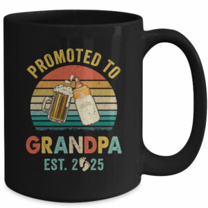 Promoted To Grandpa Est 2025 Vintage New Fathers Day Mug