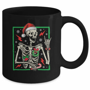 Punk Rock Skeleton Santa Hat Cool Rocker Christmas Men Women Mug
