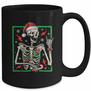 Punk Rock Skeleton Santa Hat Cool Rocker Christmas Men Women Mug