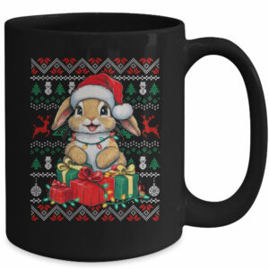 Rabbit Bunny Xmas Lights Santa Hat Bunny Ugly Christmas Mug