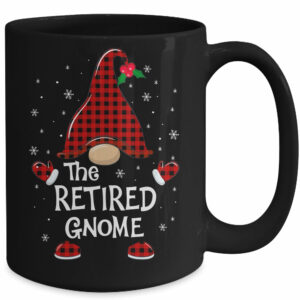 Retired Gnome Buffalo Plaid Matching Christmas Pajama Gift Mug