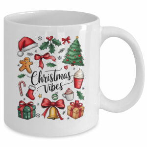 Retro Christmas Tree Hot Chocolate Coquette Preppy Bow Santa Mug