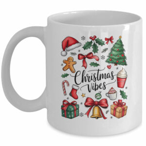 Retro Christmas Tree Hot Chocolate Coquette Preppy Bow Santa Mug