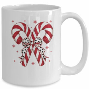 Retro Coquette Bow Candy Cane Christmas Season Women Girl Mug