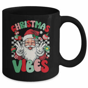 Retro Groovy Santa Claus Christmas Vibes Womens Girls Mug