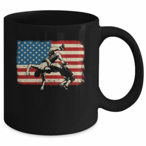 Retro Wrestling American US Flag Wrestling Wrestler Boy Men Mug