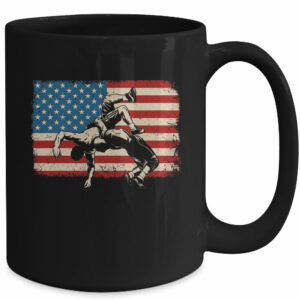 Retro Wrestling American US Flag Wrestling Wrestler Boy Men Mug