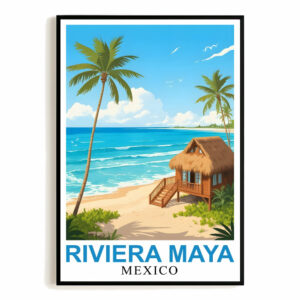 Riviera Maya Vintage Travel Poster Beach Scenic Nature Lover Wall Art Decor Painting Landscape Print Picture Ideal For Home Office Living Room Bedroom Decor Unframed
