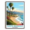 Santa Barbara Vintage Travel Poster Coastal View Souvenir Wall Art Landscape Prints Paintings Picture For Home Room Living Room Office Bedroom Aesthetic Decor Unframed