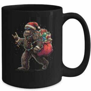Santa Bigfoot Christmas Lights Funny Sasquatch Believe Mug