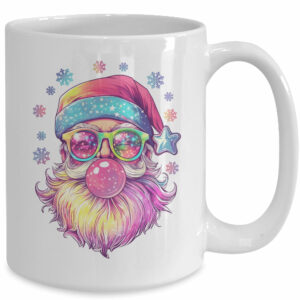 Santa Claus Blowing Pink Bubble Sunglasses Merry Christmas Mug