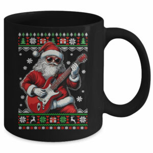 Santa Claus Playing Guitar Musician Guitarist Ugly Christmas Mug