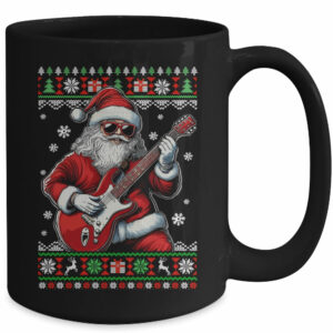 Santa Claus Playing Guitar Musician Guitarist Ugly Christmas Mug