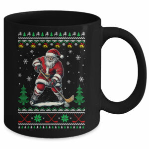 Santa Claus Playing Ice Hockey Ugly Christmas Hockey Player Mug