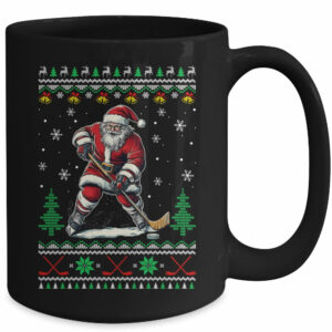 Santa Claus Playing Ice Hockey Ugly Christmas Hockey Player Mug