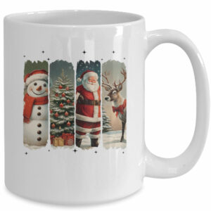 Santa Claus Vintage Christmas Coquette Bow Reindeer Snowman Mug
