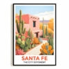 Santa Fe Print Travel Poster Southwestern Desert City Different Souvenir Wall Art Landscape Painting Ideal Gift For Home Living Room Office Bedroom Decor Unframed