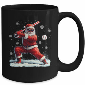 Santa Playing Baseball Christmas Baseball Player Men Boys Xmas Mug