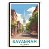 Savannah Georgia Vintage Travel Poster Classic City Cityscape Souvenir Wall Art Landscape Prints Paintings For Home Room Living Room Office Bedroom Decor Unframed