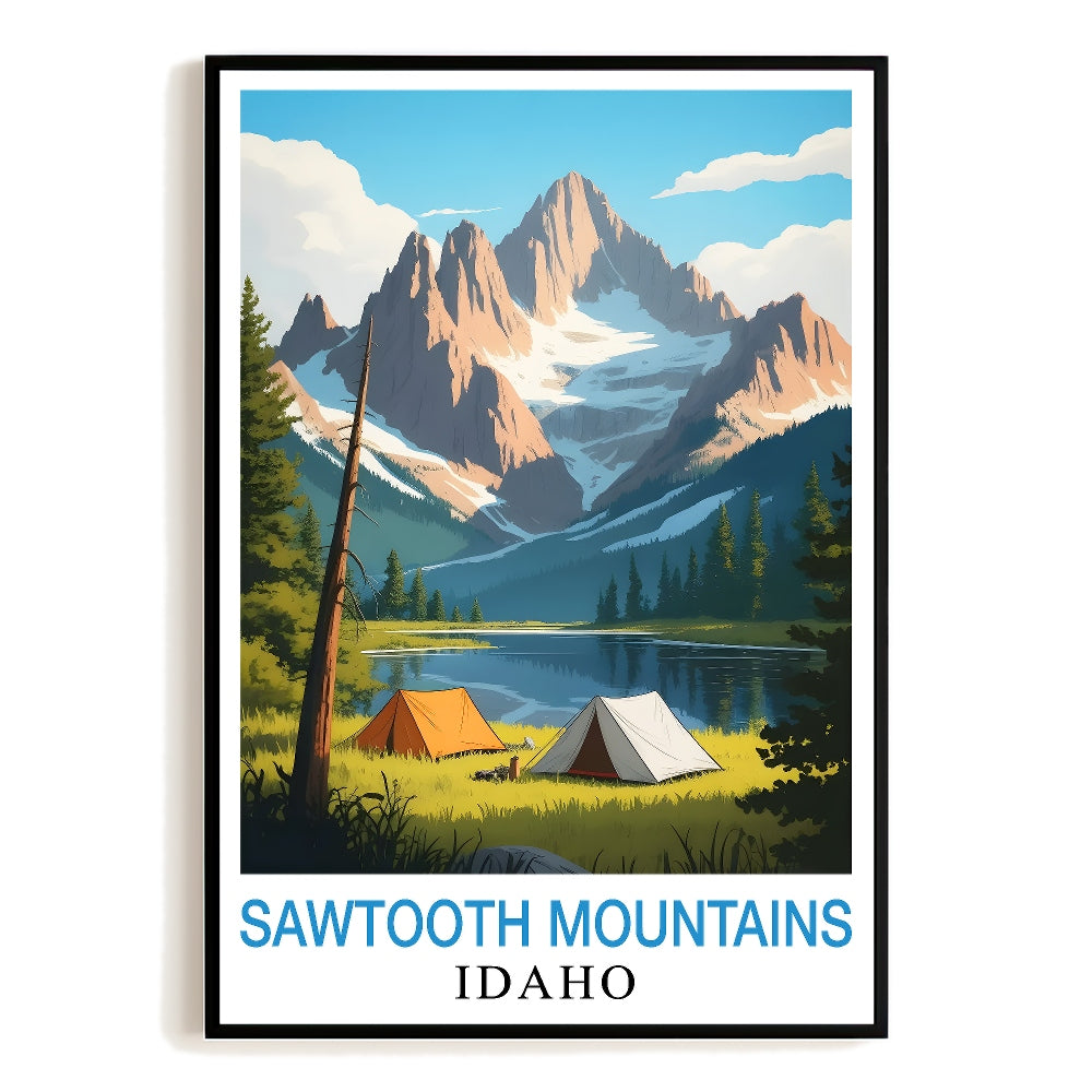 Sawtooth Mountains Idaho Print Vintage Travel Lovers Poster Nature Art Landscape Wall Art Painting Picture Ideal For Home Room Living Room Office Bedroom Decor Unframed