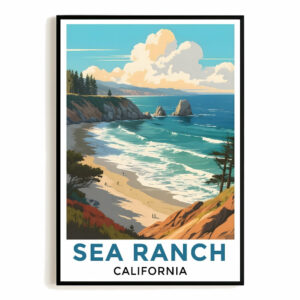 Sea Ranch California Travel Poster Vintage Coastal Scenery Souvenir Wall Art Landscape Print Painting Picture For Home Room Living Room Office Bedroom Decor Unframed