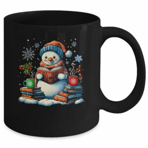 Snowman Reading Book Lovers Christmas Bookworm Librarian Mug
