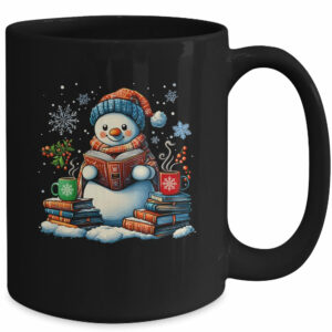 Snowman Reading Book Lovers Christmas Bookworm Librarian Mug