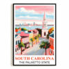 South Carolina Print Travel Poster The Palmetto State Souvenir Wall Art Landscape Painting Picture Suitable For Home Room Living Room Office Bedroom Decor Unframed