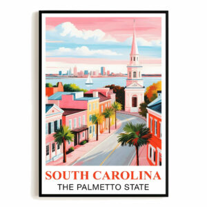 South Carolina Print Travel Poster The Palmetto State Souvenir Wall Art Landscape Painting Picture Suitable For Home Room Living Room Office Bedroom Decor Unframed