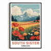 South Sister Oregon Vintage Travel Poster Nature Mountain Souvenir Wall Art Landscape Prints Paintings Picture For Home Room Living Room Office Bedroom Decor Unframed