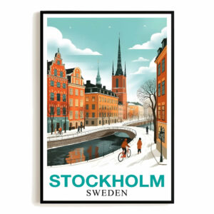 Stockholm Sweden Vintage Style Ideal Gift For Travel Poster Enchanting Winter Wall Art Landscape Print Painting For Home And Office Room Living Room Decor Unframed