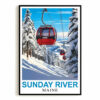 Sunday River Maine Travel Poster Winter Ski Resort Ski Lovers Wall Art Decor Painting Landscape Print Picture Ideal For Home Office Living Room Bedroom Decor Unframed