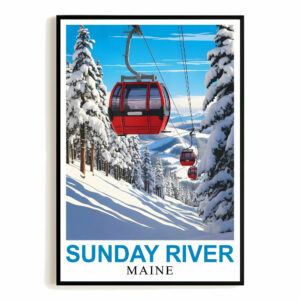 Sunday River Maine Travel Poster Winter Ski Resort Ski Lovers Wall Art Decor Painting Landscape Print Picture Ideal For Home Office Living Room Bedroom Decor Unframed